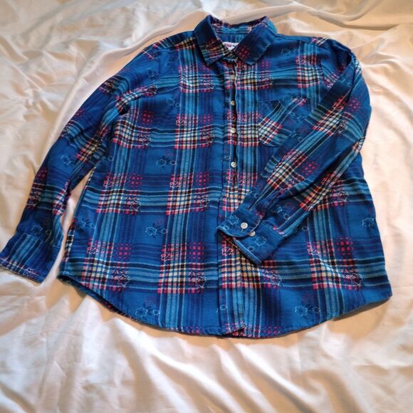 Vintage American Sweetheart Lightweight Floral Plaid Button Down Shirt. M L/S - Picture 1 of 7